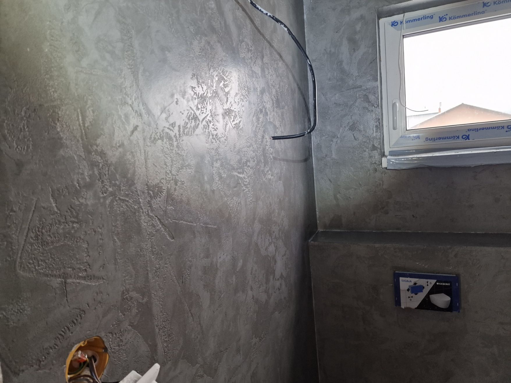 Betonová stěrka – koupelna – hotová realizace